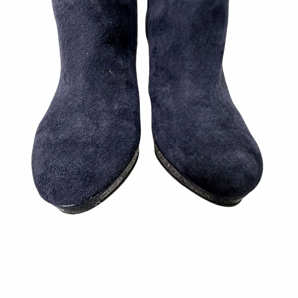 Bandolino Christiana Navy Blue Suede Ankle Boots Womens Size 7M Heeled Booties - Picture 14 of 15